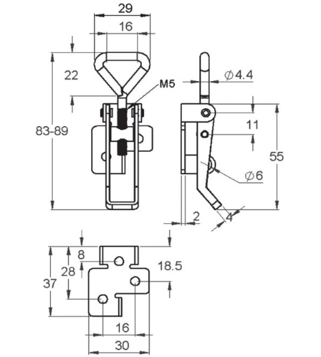 Picture of Fastener, Over Centre Latch, Zinc Plated, OJOP, 700 series, suits 31Z Striker