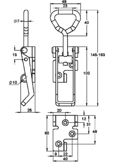 Picture of Fastener, Over Centre Latch, Zinc Plated, OJOP, 700 series, suits 41Z Striker