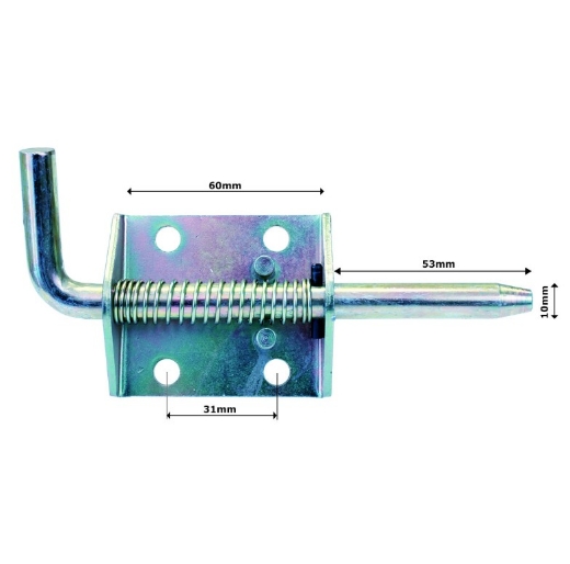 Picture of Spring Bolt, 3/8" x 135mm Pin, 4 Hole, Zinc Plated