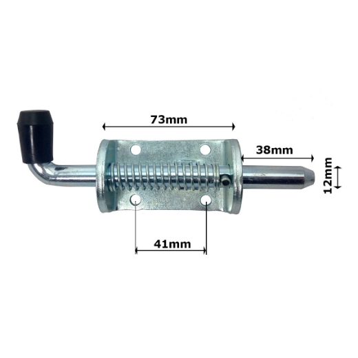 Picture of Spring Bolt, 12mm, 165mm OA Length, Zinc Plated