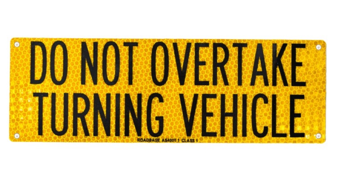 Picture of Do Not Overtake Turning Vehicle (Rectangle), 300 x 100mm, Class 1 Aluminium