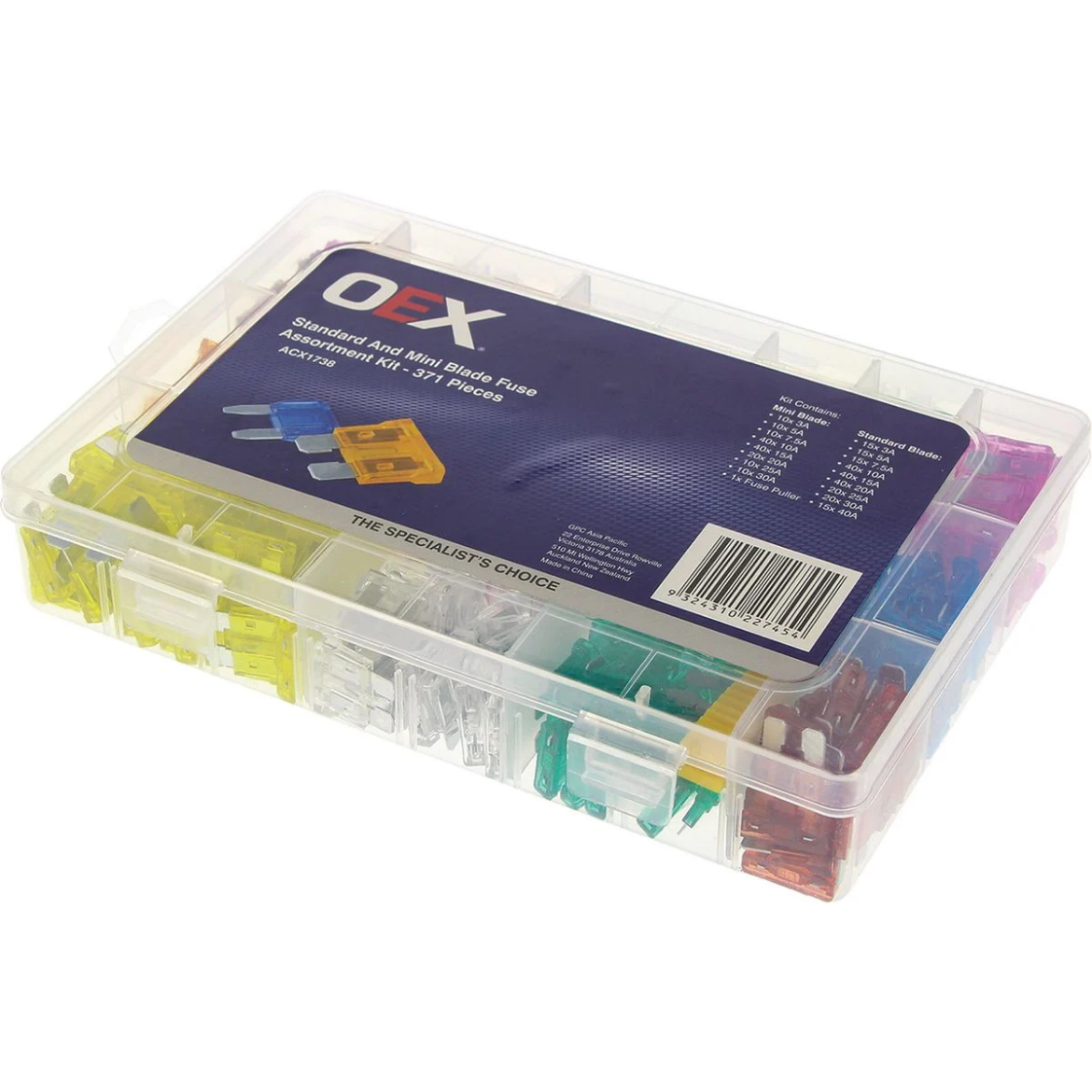 Picture of OEX STANDARD & MINI BLADE FUSE ASSORTMENT KIT - 371 PIECES, BAXTERS FTP107