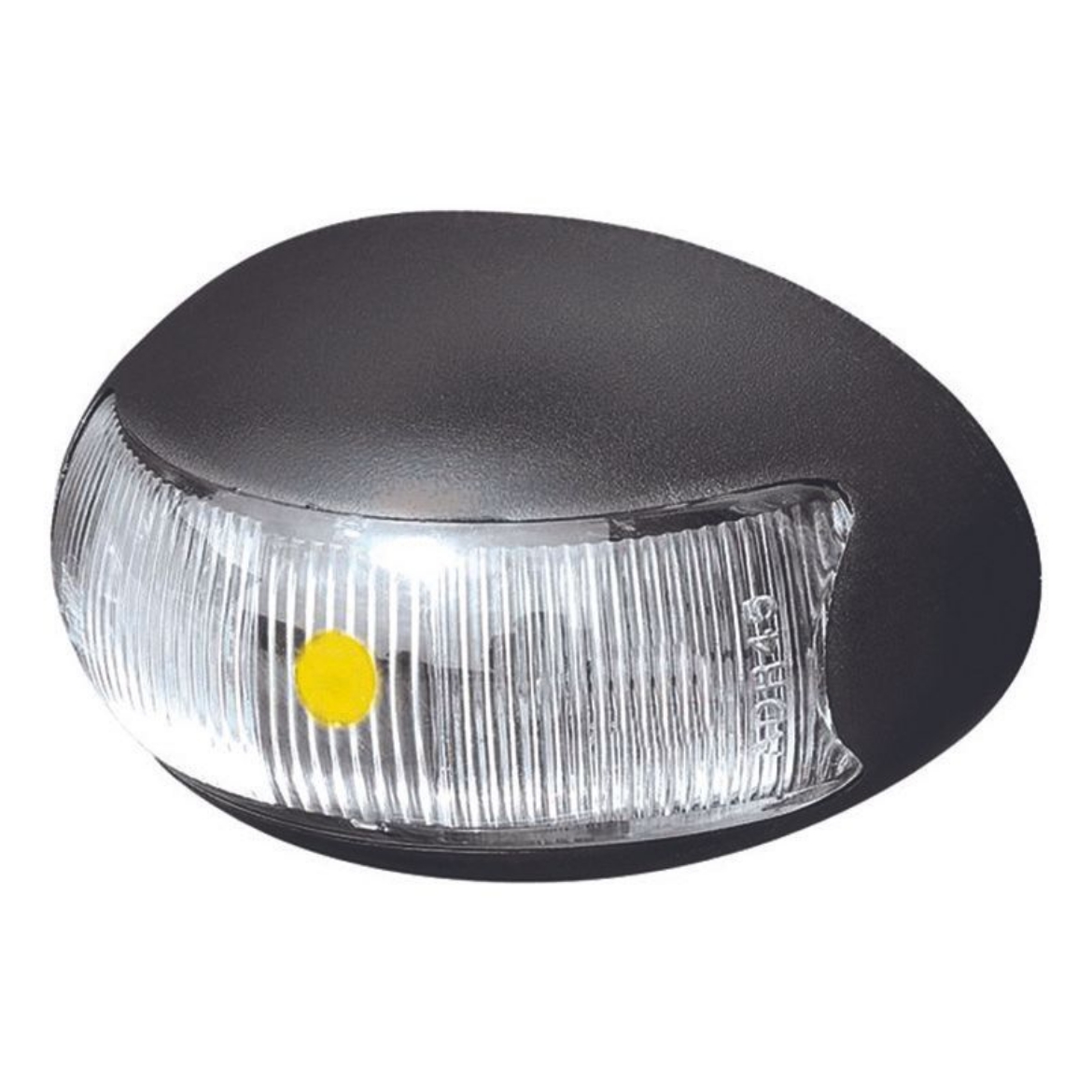 Picture of LED Clearance Light Amber 10-30V 2 LED Oval 60x37mm Lens Clear Base Black 0.5mt Lead