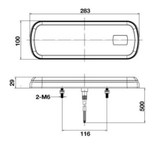Picture of LED Rear Combination Lamp 10-30V Stop/Tail/Ind/Rev/Fog/Reflect 283x100mm Sequential Ind