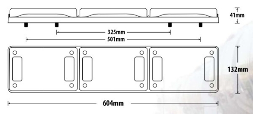 Picture of LED Rear Combination Lamp 10-30V Stop/Tail/Ind/Rev Jumbo Triple Surface Mount 604x132mm, Roadvision