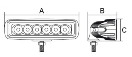 Picture of LED Work Light, Flood Beam 10-30V 6 x 3W LEDs 18W 1080lm IP67 160x63x45mm Roadvision