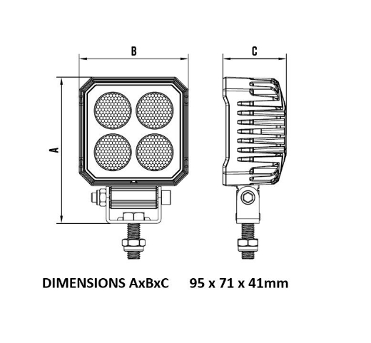 Picture of LED Work Light, Square Compact 10-30V 4x6W <25W <2200lm Flood Beam TMT IP67, Roadvision