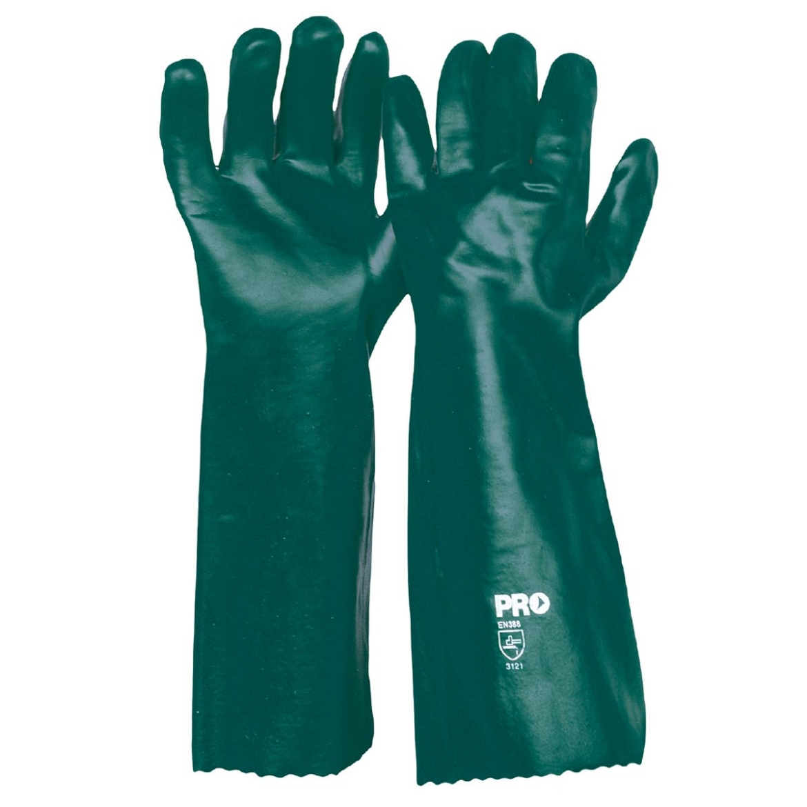 Picture of 45cm Green Double Dipped PVC Gloves Large