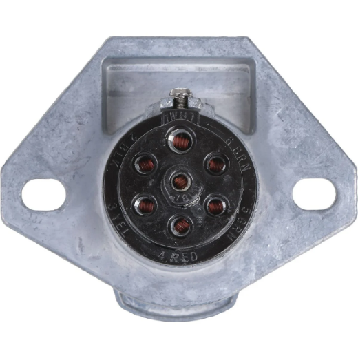 Picture of Trailer Socket, 7 Pin, Large, Metal, Mounted Flange