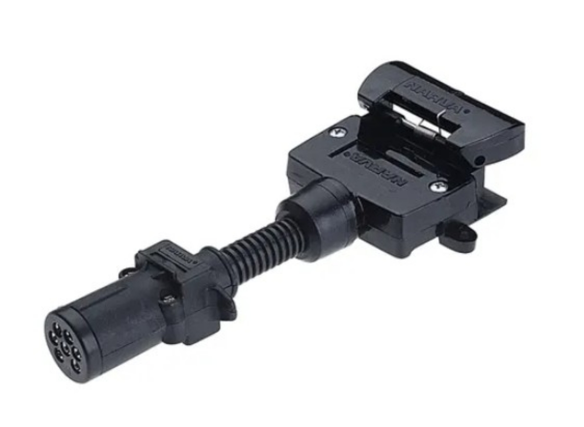 Picture of Trailer Wiring Adapter with 7 Pin Small Round Plug to 7 Pin Flat Socket