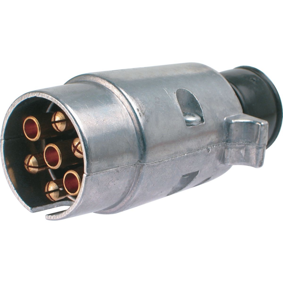Picture of Trailer Plug, 7 Pin, Large, Round, Metal with Internal Screw Terminals, Erich Jaeger