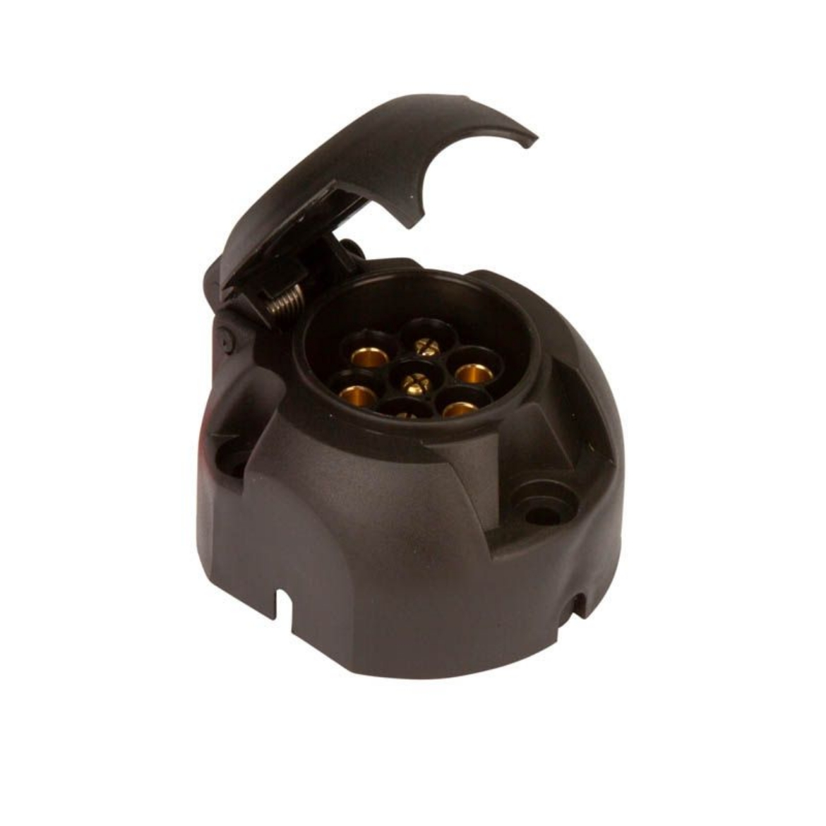 Picture of Trailer Socket, 7 Pin, Large, Round, Plastic Body, Internal Screw Terminals, Erich Jaeger