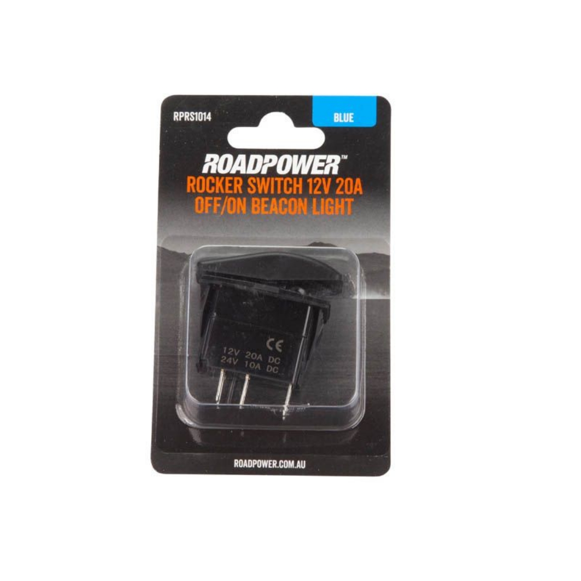Picture of Switch, Rocker, 12V 20A, 24V 10A, OFF/ON SPST Beacon Light Symbol Blue Illumination, Roadpower