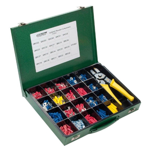 Picture of Crimp Terminal Kit, Quikcrimper, Pre-Insulated, 20 Types, 750 Piece, C/W HT0560 Pliers, Metal Case, RRP $415 inc