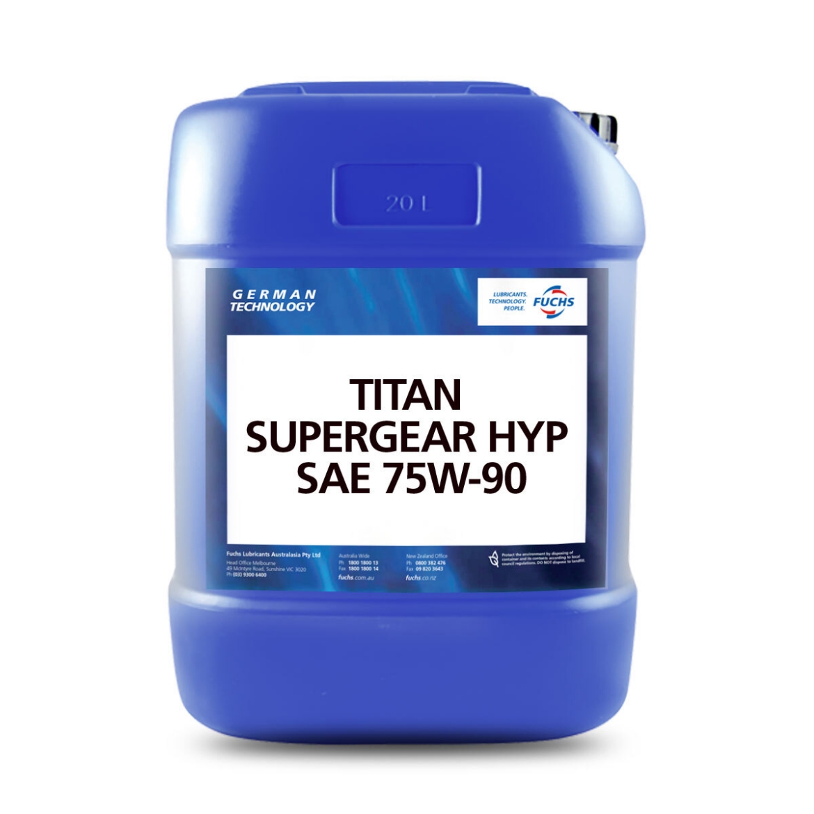 Picture of Automotive Gear Oil, Fuchs, TITAN SUPERGEAR HYP SAE 75W-90, 20L