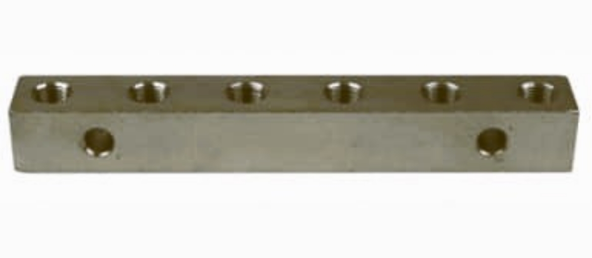 Picture of Grease Nipple Header Block, 6 port, 1/8" BSP, 155mm o/a length