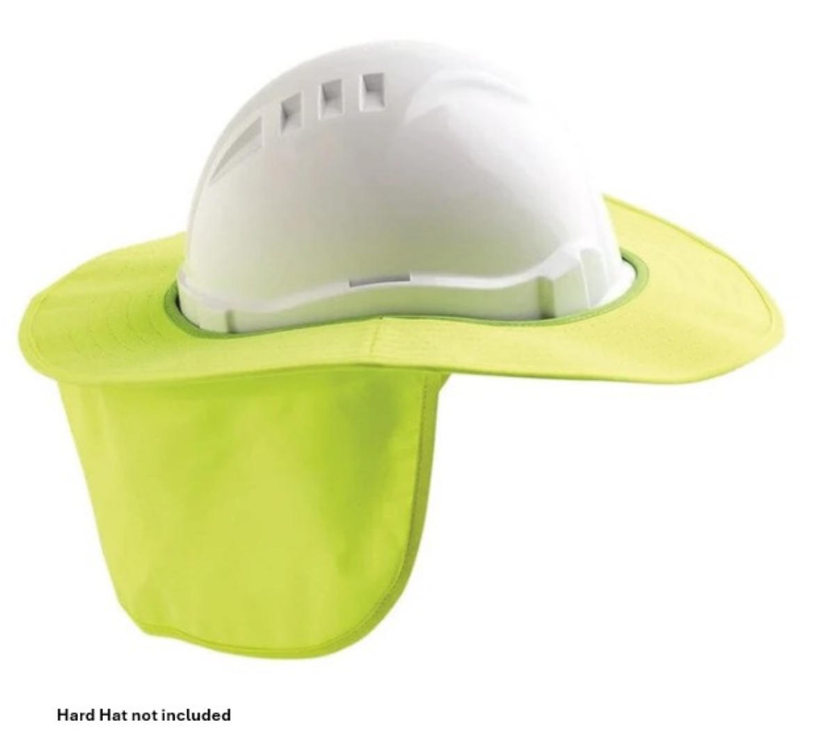 Picture of HARD HAT BRIM WITH NECK FLAP POLYESTER/PLASTIC FLURO YELLOW