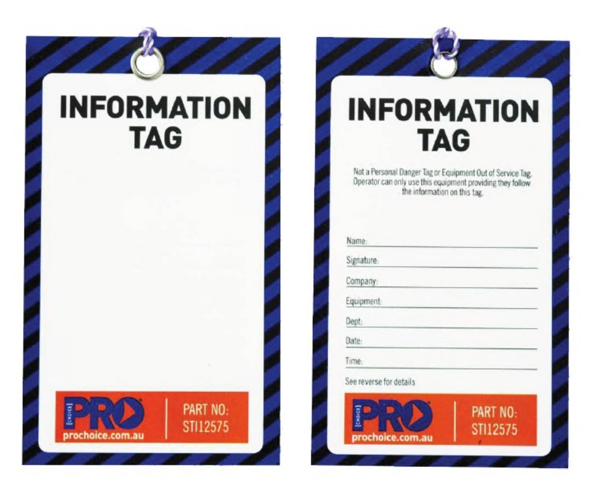 Picture of SAFETY TAG -125MM X 75MM "INFORMATION TAG" (BLANK), Pkt.100