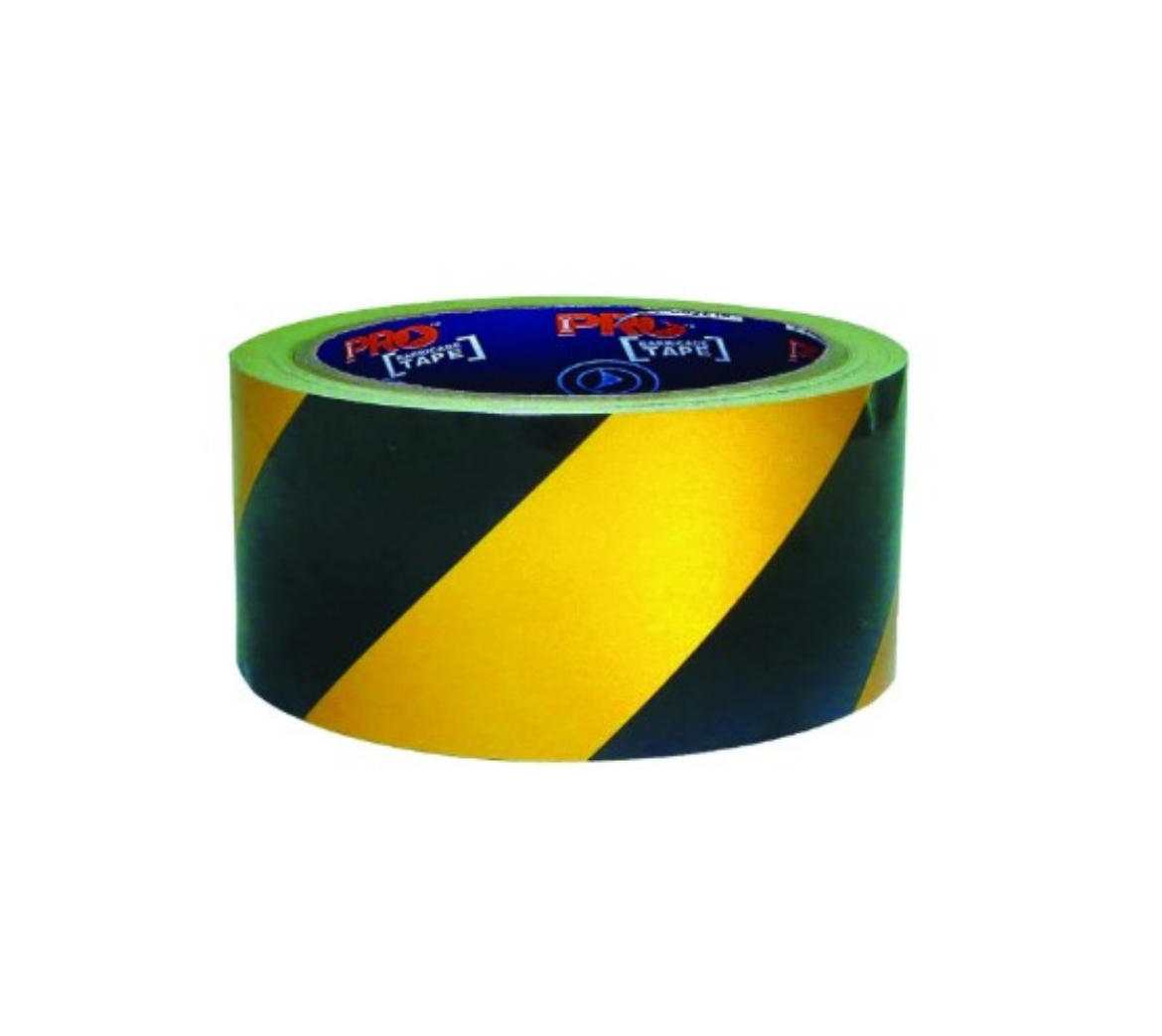 Picture of Tape, Barricade/Hazard, Self Adhesive, Yellow/Black, 30m x 50mm