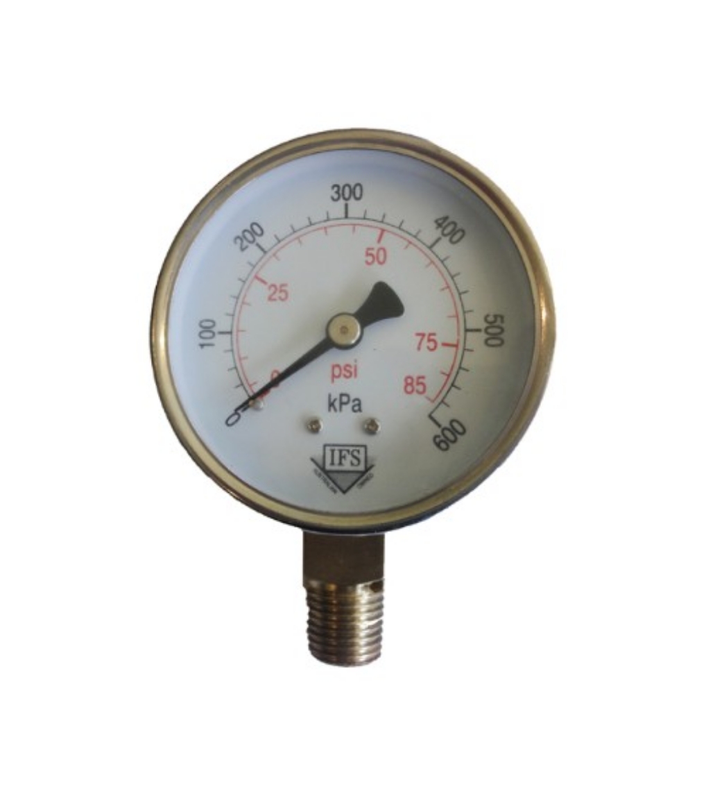 Picture of Pressure Gauge, 63mm Bottom Entry, 1000kpa/145psi, S/S Case, Liquid Filled, 1/4" BSP