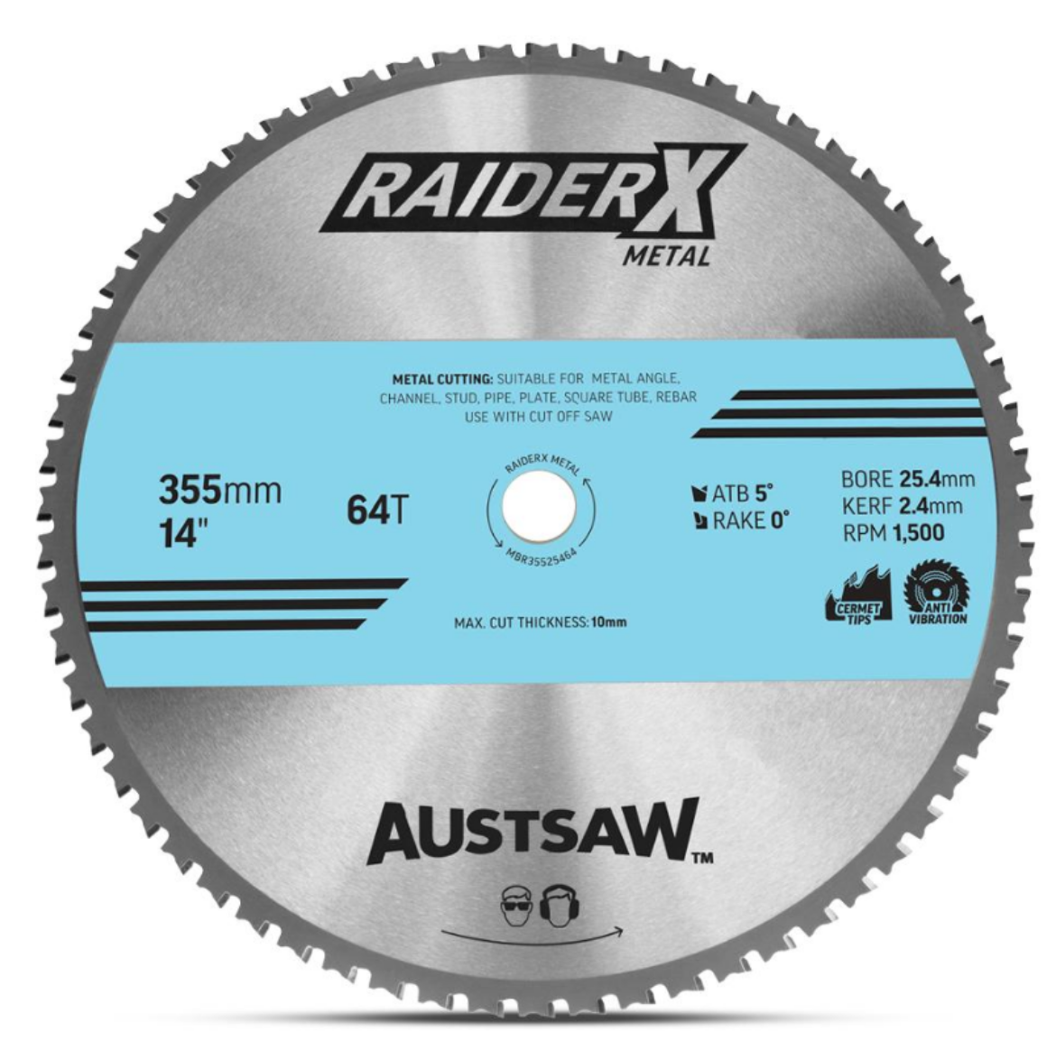 Picture of Austsaw RaiderX Metal Blade 355mm x 25.4 x 64T
