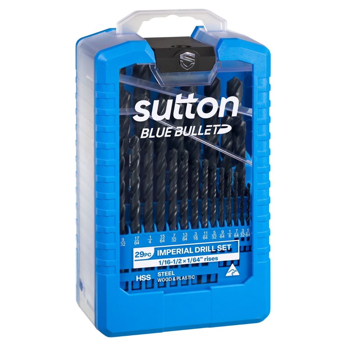 Picture of Drill Set, Imperial, 29 Pce, 1/16" - 1/2", Rises of 1/64ths, HSS, BLU