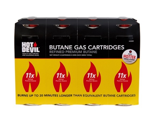 Picture of Butane, Gas, Hot Devil, 220g, Pkt.4, Hot Devil