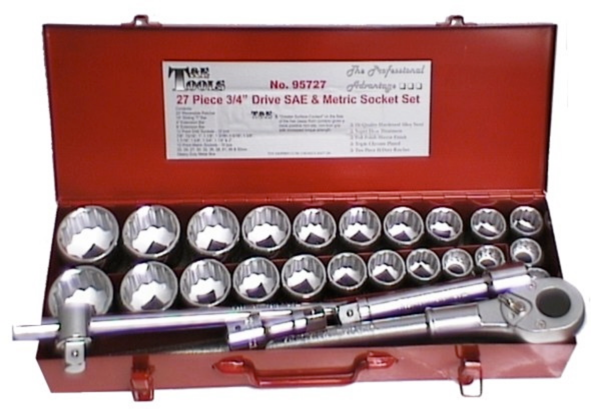 Picture of Socket Set, 3/4" Drive, Metric & Imperial, 27 Pce, T&E