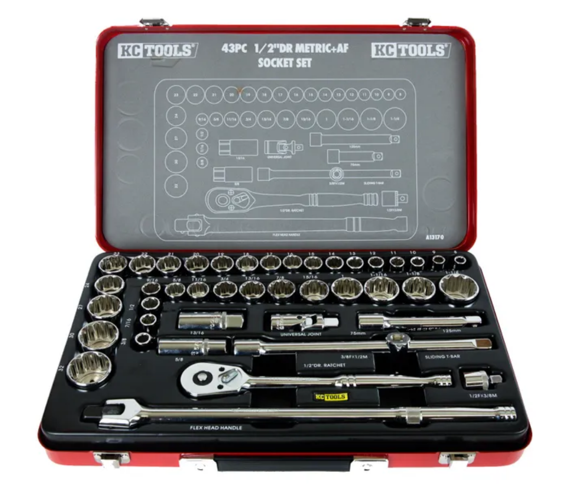 Picture of Socket Set, 1/2" Drive, Imperial & Metric, 43 Pce