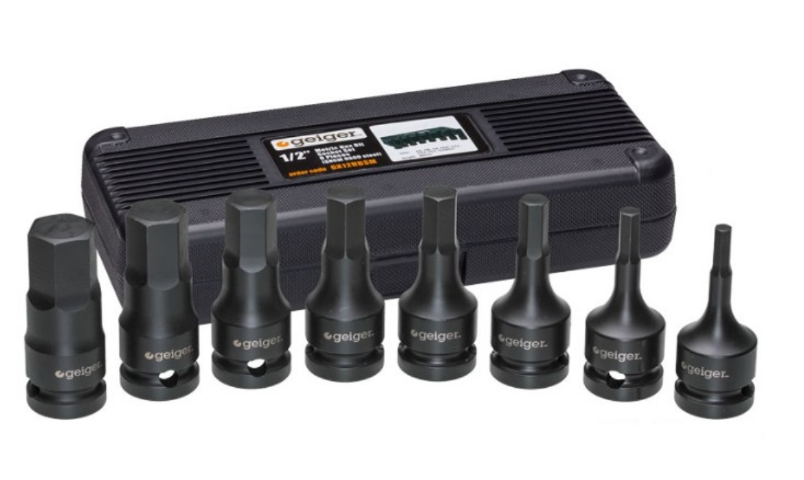 Picture of Socket Set, 1/2" Drive, Metric Hex Driver Impact, 8 Pce, Geiger