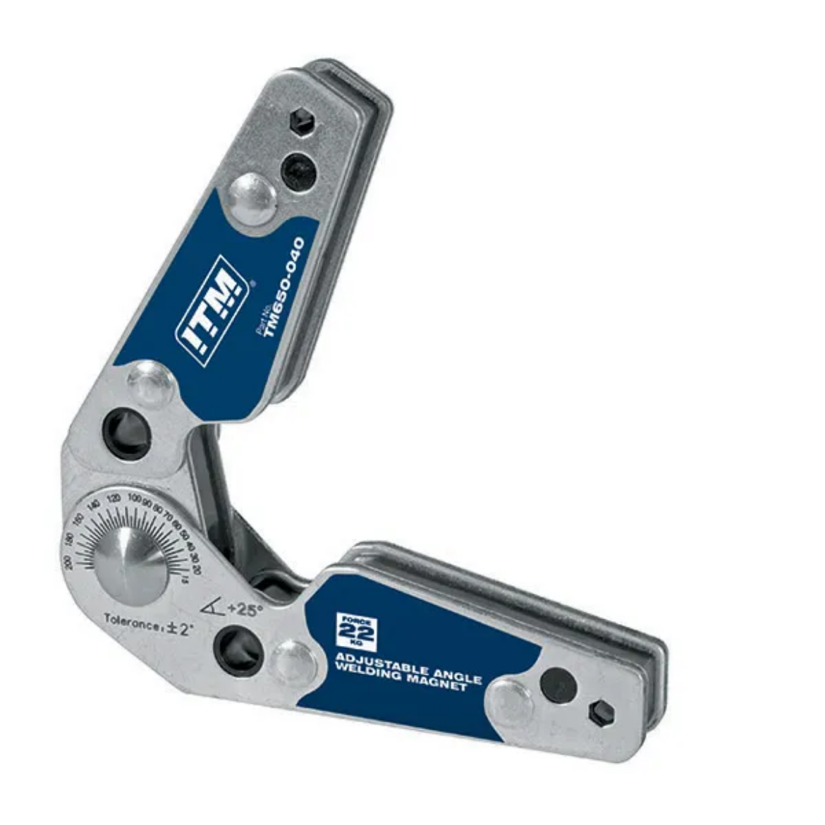 Picture of Inside/Outside Adjustable Angle Welding Magnet, 22kg Force, 105mm, 20° to 200°, Powerful NDFEB Magnet