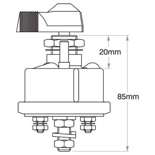 Picture of Battery Master Switch 6-36V 125A Cont. NO + Field Contacts Pin locator Cole Hersee, Battery Isolator 2 Pole