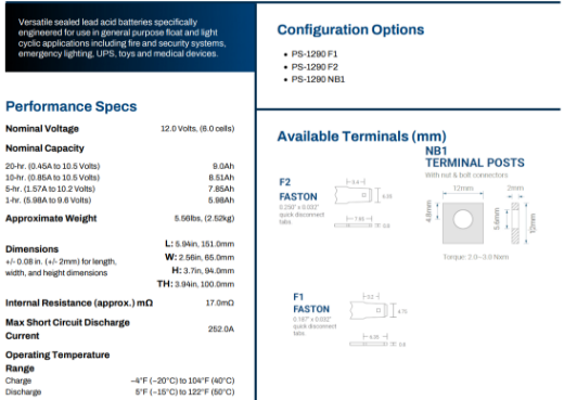 Picture of Battery, Powersonic, AGM, 12V/9ah
