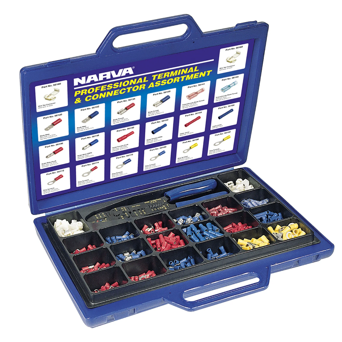 Picture of Crimp Terminal Kit, Pre-Insulated, 20 Types, 910 Piece, c/w 56501BL Crimper, Plastic Case