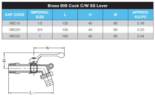 Picture of Ball Valve/Bib Cock, Brass c/w S/S Lever, 3/4" (20mm)