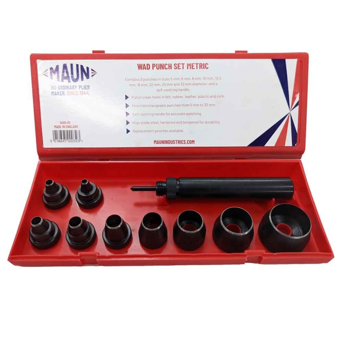 Picture of Maun 1000-05 Wad Punch 10Pc Set With Centre Punch Metric 5mm to 32mm, ON SPECIAL