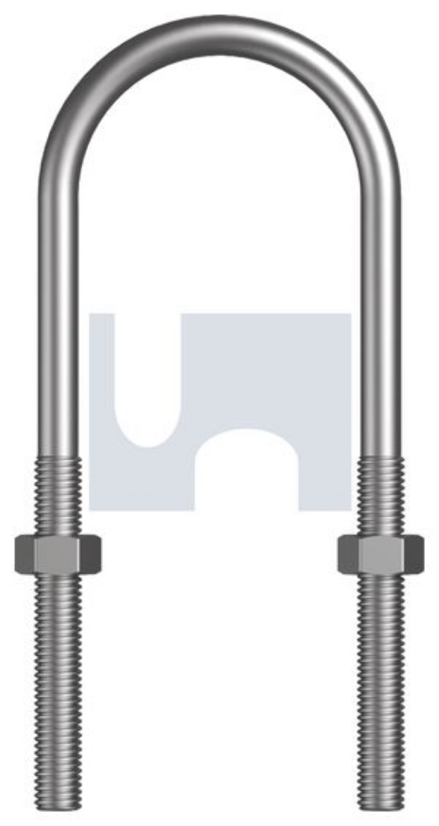 Picture of U-Bolt, 2" NB, 3/8" BSW x 2", Zinc Plated