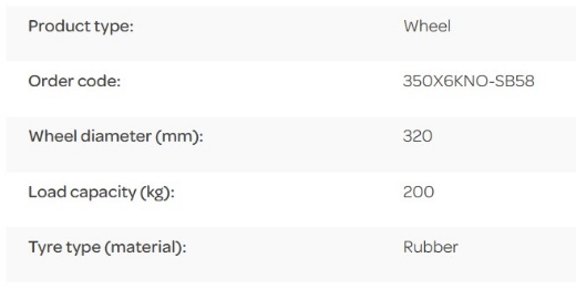 Picture of Wheel, Pneumatic, 350X6, Steel Rim, 5/8" Bore, 200kg rated