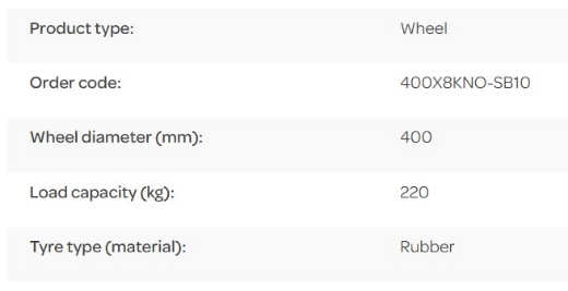 Picture of Wheel, Pneumatic, 400X8, Steel Rim, 1" Bore, 220kg rated
