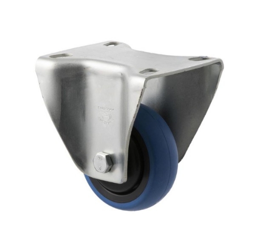 Picture of M Series Castor, 75mm x 28mm Blue Rubber Wheel, Fixed, 85kg rated