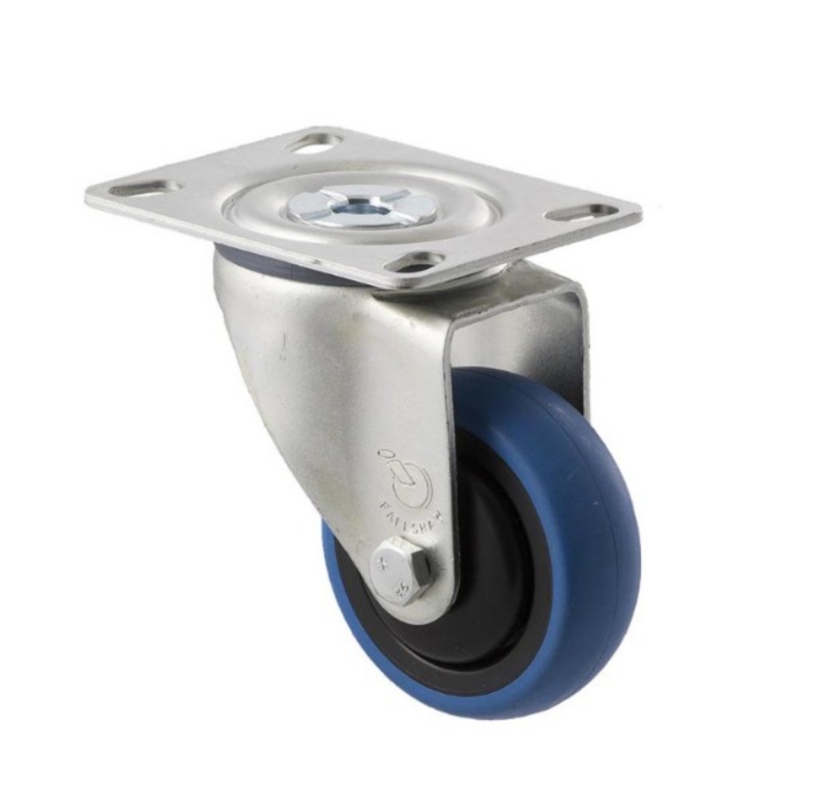 Picture of M Series Castor, 75mm x 28mm Blue Rubber Wheel, Swivel, 85kg rated