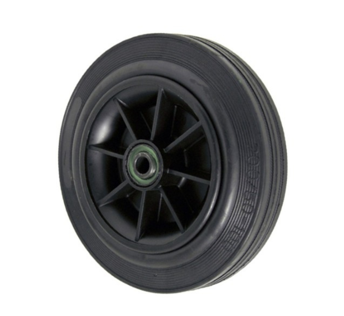 Picture of O Series Wheel, 200mm x 50mm Black Rubber, 1/2" Bore, 180kg rated