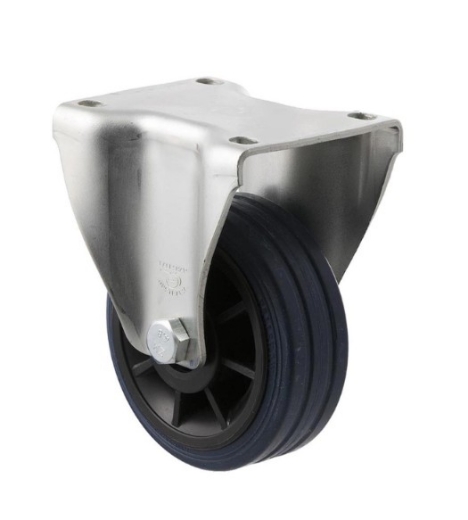 Picture of J Series Castor, 100mm x 32mm Blue Rubber Wheel, Fixed, 150kg rated
