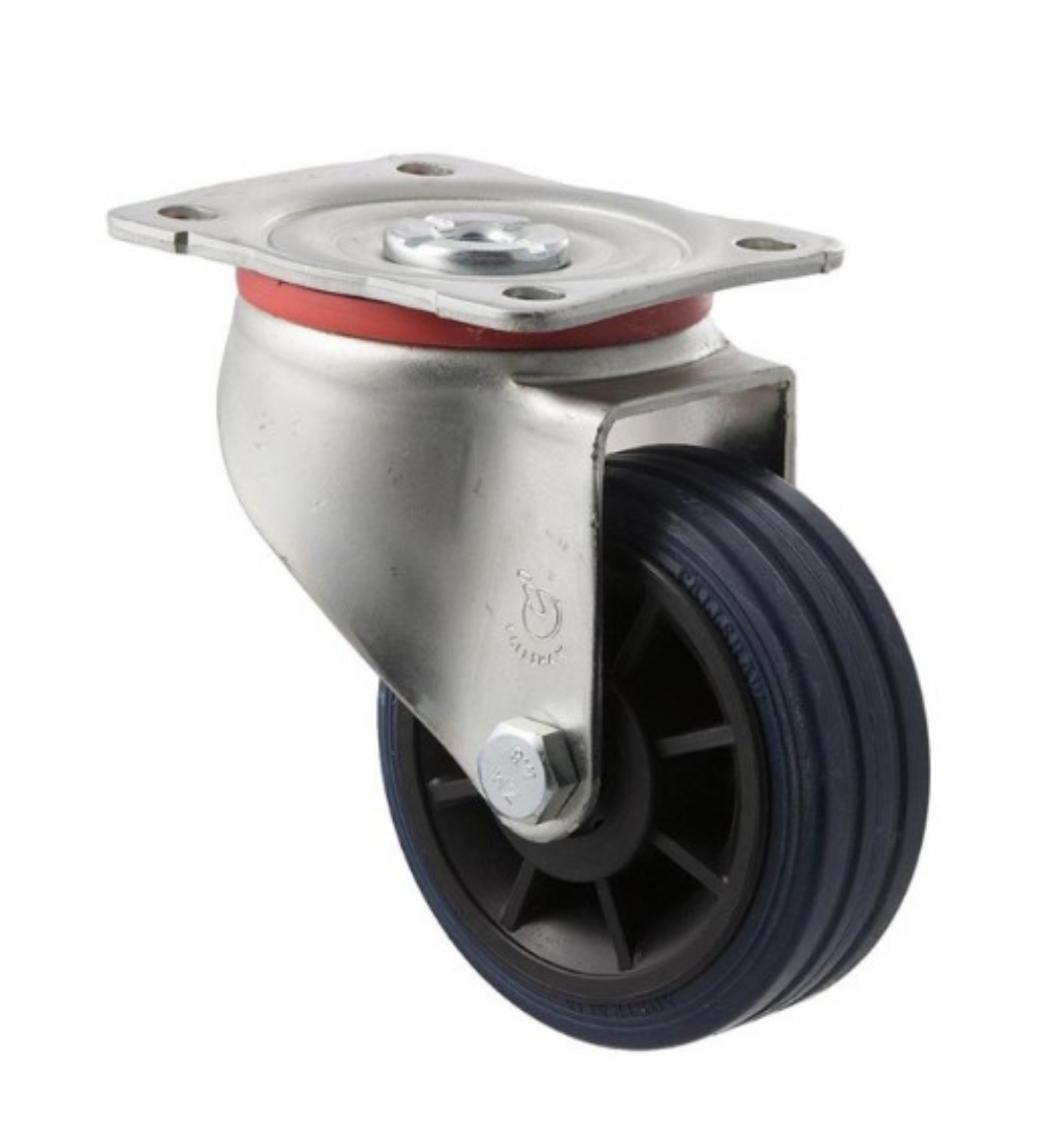 Picture of J Series Castor, 100mm x 32mm Blue Rubber Wheel, Swivel, 150kg rated