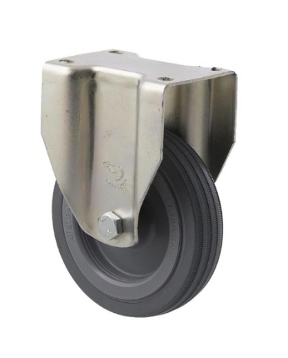 Picture of K Series Castor, 100mm x 23mm Grey Rubber Wheel, Fixed, 50kg rated