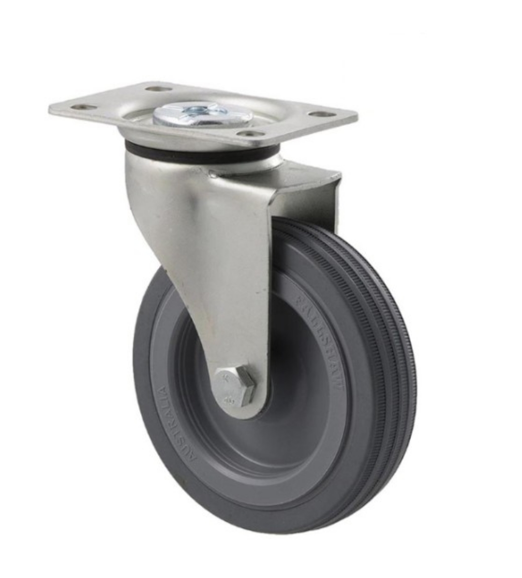Picture of K Series Castor, 100mm x 23mm Grey Rubber Wheel, Swivel, 50kg rated
