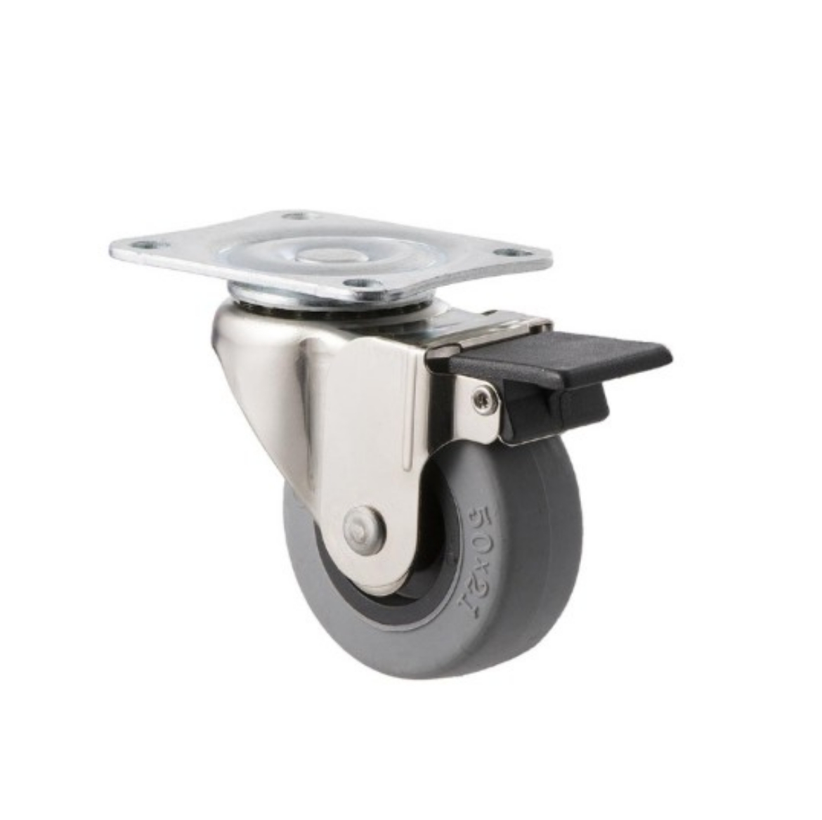 Picture of L Series Castor, 50mm x 20mm Grey TPE Wheel, Swivel with Brake, 30kg rated