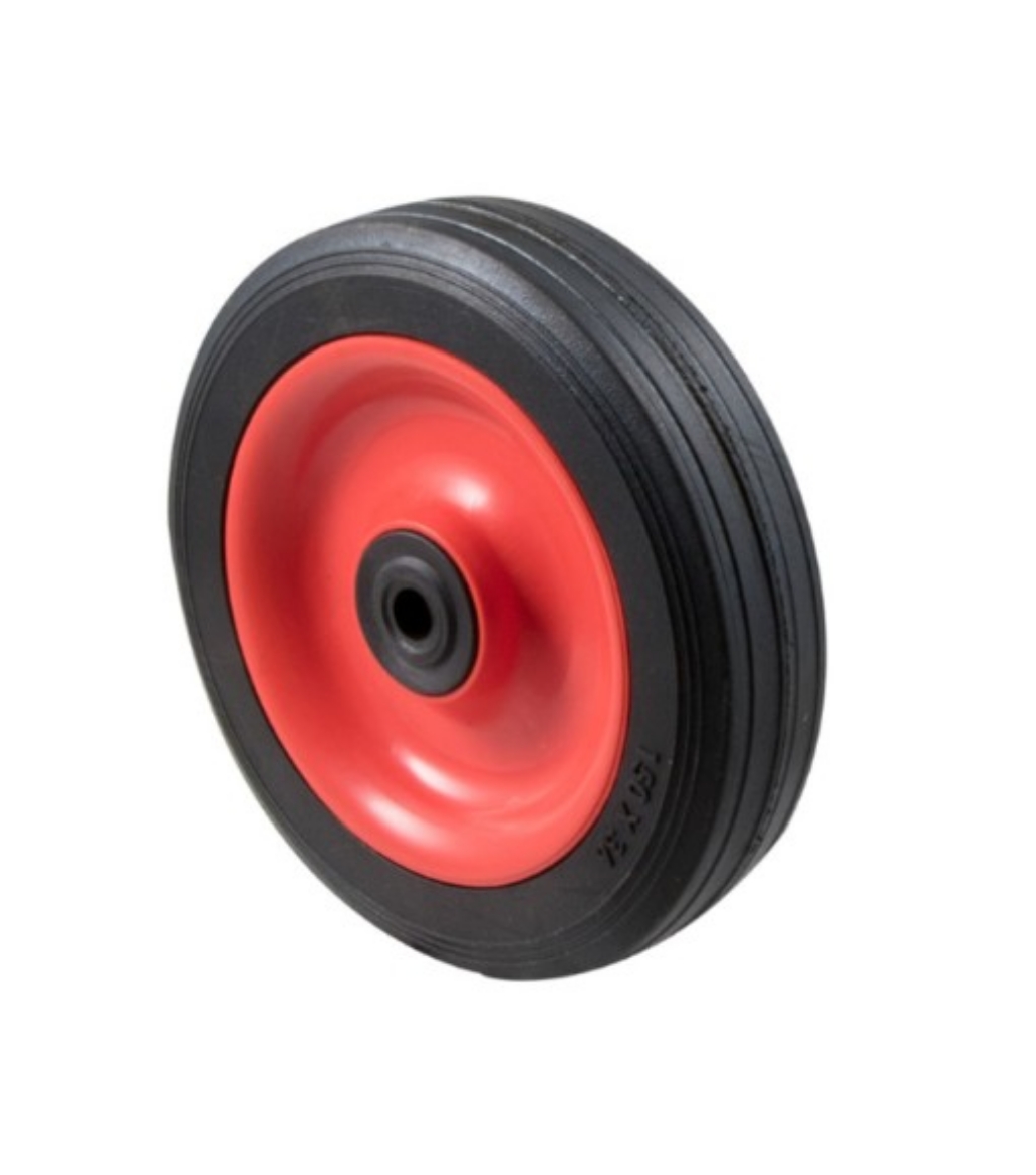 Picture of Wheel, 150mm x 38mm Black Rubber, Plastic Rim, 1/2" Bore, 50kg rated