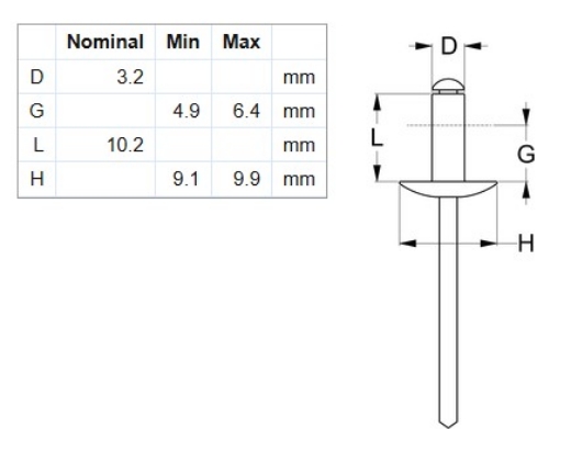 Picture of Rivet, 5052, AS Open, Large Flange, #44, 200 per Bag (1/8")
