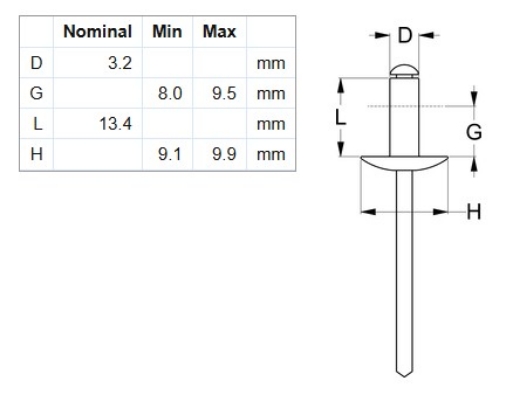 Picture of Rivet, 5052, AS Open, Large Flange, #46, 200 per Bag (1/8")